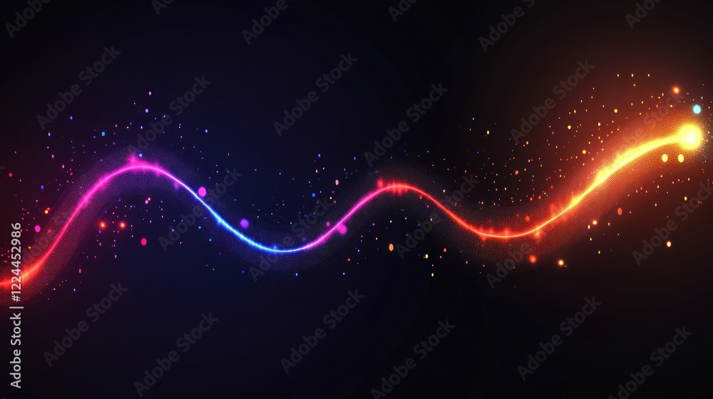 Obraz premium Glowing abstract light trails, dark background, digital art, website header