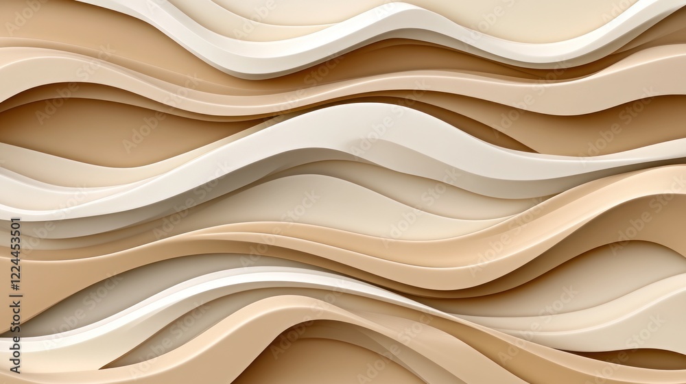 Fototapeta premium Abstract beige waves, flowing background, digital art, website design