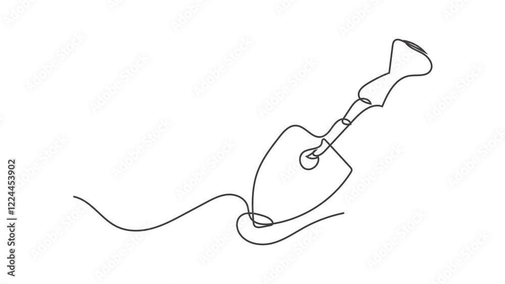 Shovel Continuous line draw Full length single line animation. Shovel Continuous line draw Full length single line animation.