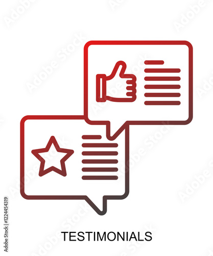 Product presentation icon with red gradient lines that show assertiveness and courage