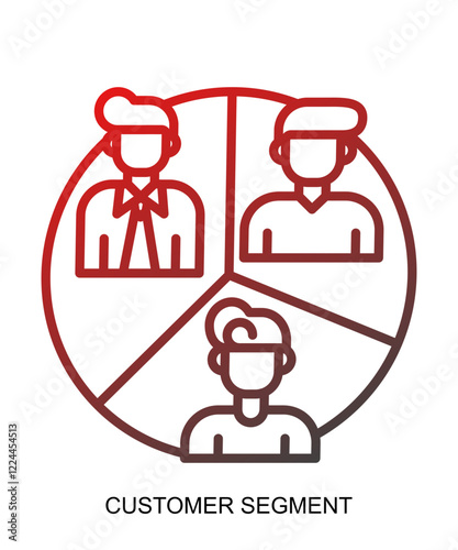 Product presentation icon with red gradient lines that show assertiveness and courage