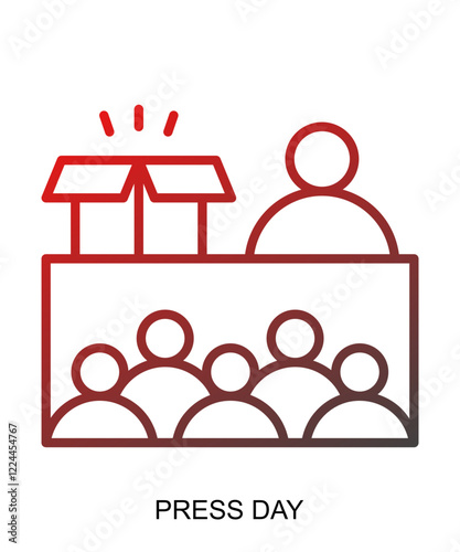 Product presentation icon with red gradient lines that show assertiveness and courage