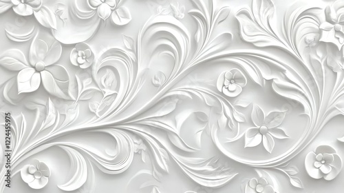 Elegant White Floral Bas Relief Wall Design