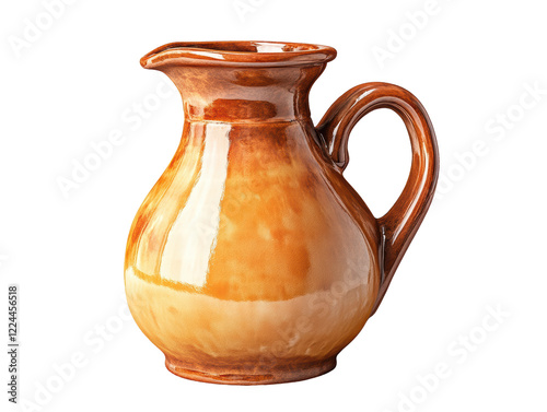 Isolated Realistic ceramic pitcher with handle