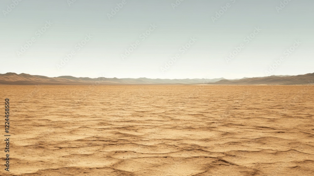 Fototapeta premium Expansive desert landscape under a clear sky.