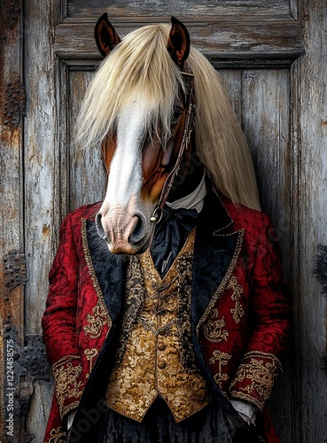 Vintage Clydesdale in Victorian Attire