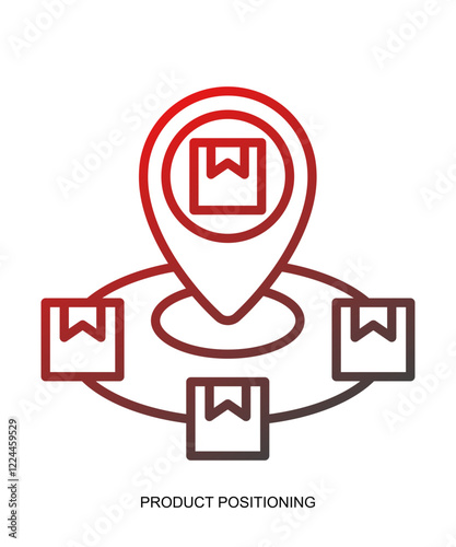 Product presentation icon with red gradient lines that show assertiveness and courage