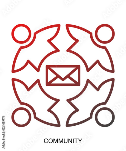 Product presentation icon with red gradient lines that show assertiveness and courage