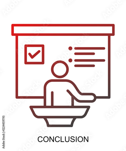 Product presentation icon with red gradient lines that show assertiveness and courage