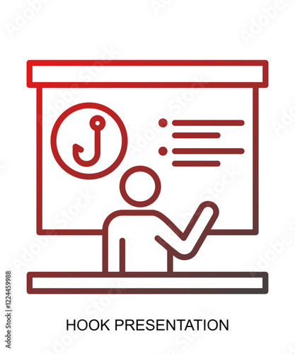 Product presentation icon with red gradient lines that show assertiveness and courage