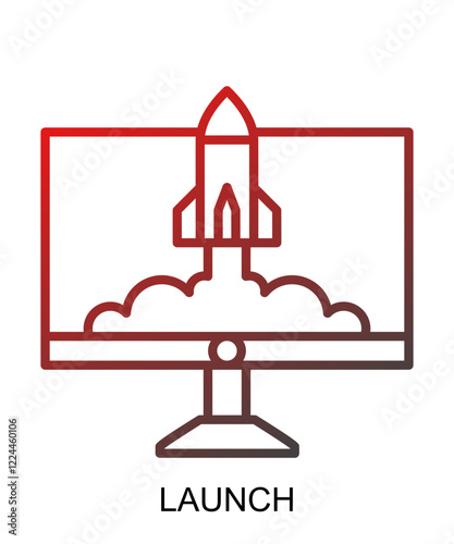 Product presentation icon with red gradient lines that show assertiveness and courage