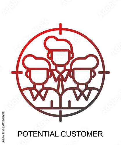 Product presentation icon with red gradient lines that show assertiveness and courage