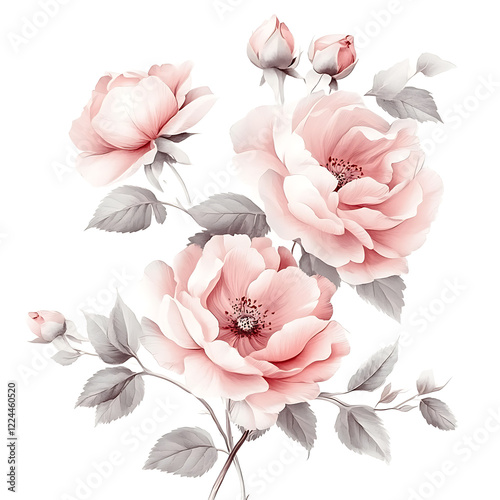 Flowers and leaves in pictures illustrator2D
