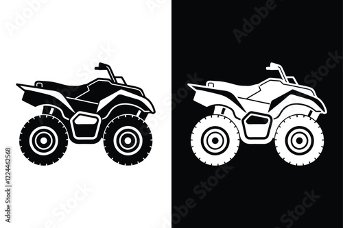 Ride Quad Bike Silhouette. Bold ATV Icon for Web Design photo