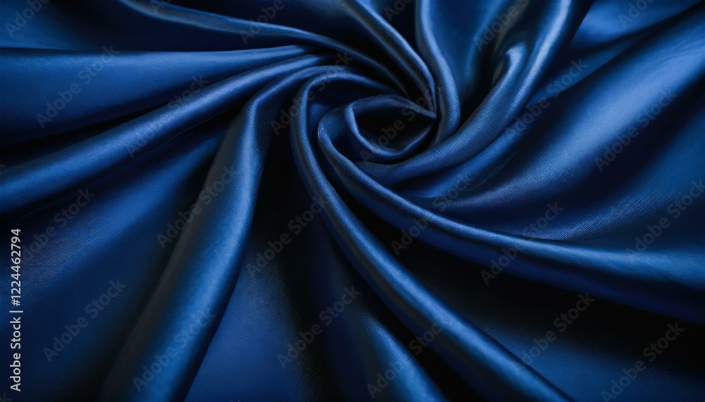 Fototapeta premium Navy blue silk satin. Smooth silky shiny fabric. Dark luxury background for design. Christmas, New Year, festive, party. Web banner. Wide. Long. Panoramic