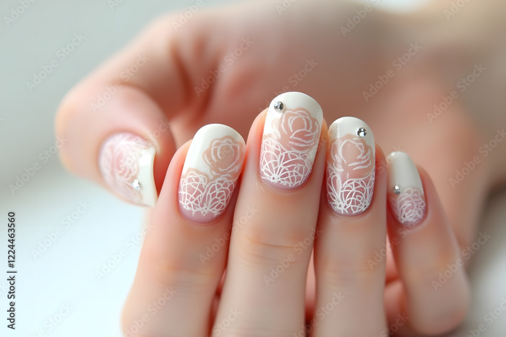 Naklejka premium Nail design, spring patterns and flowers.