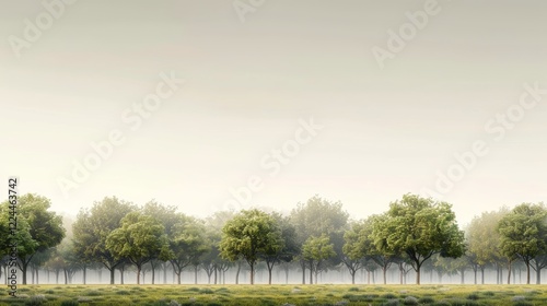 Detailed botanical illustration of diverse trees, leaves, cones, and twigs on a white background photo