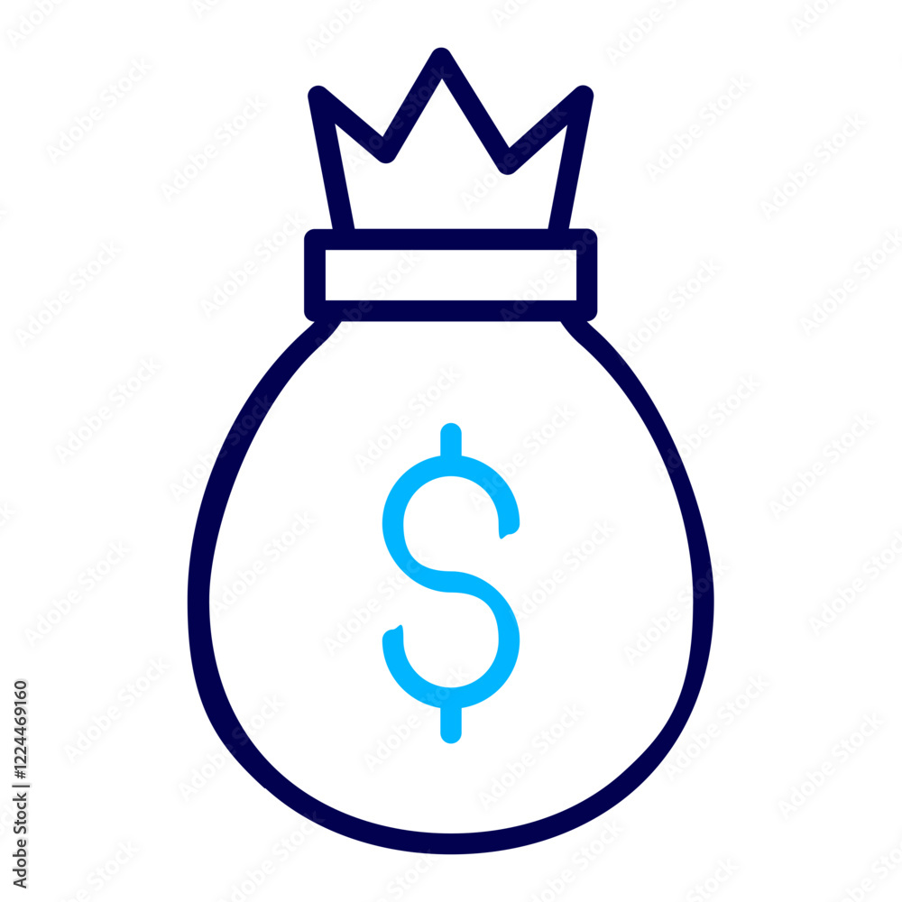Dollar Money bag Outline Color icon Dollar Money bag Outline Color icon