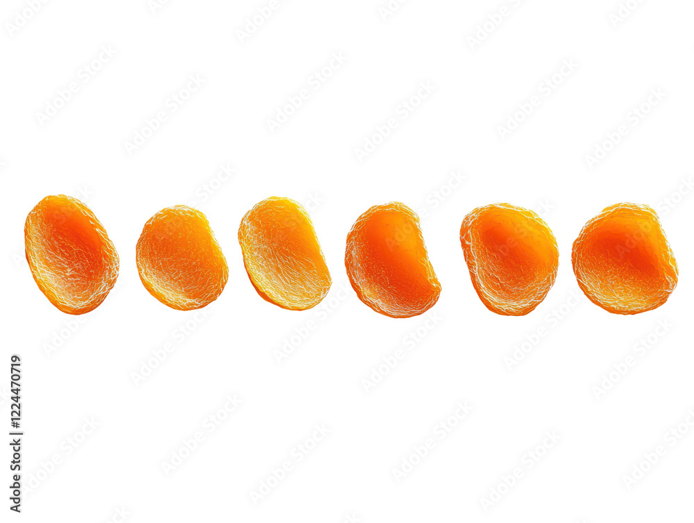 Isolated Row of Dried Apricots Isolated Row of Dried Apricots