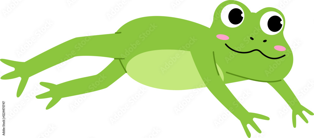 Fototapeta premium Smiling funny frog jumping cartoon illustration
