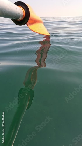 Oar Reflection Water Surface Close-up