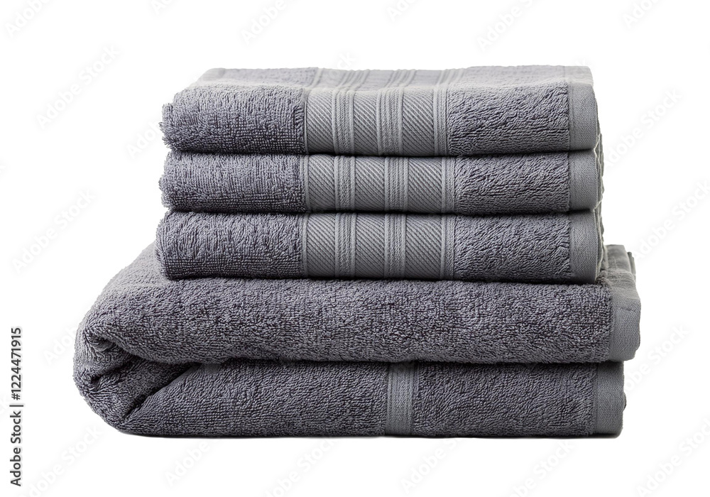 stack of gray towels isolated