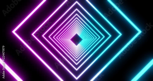Futuristic Neon Laser light tunnel. neon light abstract background	