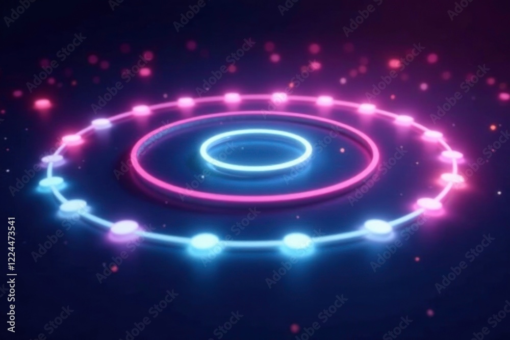 Softly lit, isolated white circles on dark background, neon glow, ambient light Softly lit, isolated white circles on dark background, neon glow, ambient light