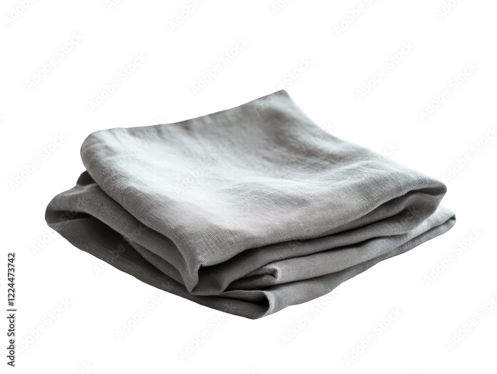 Isolated Folded grey linen napkin Isolated Folded grey linen napkin
