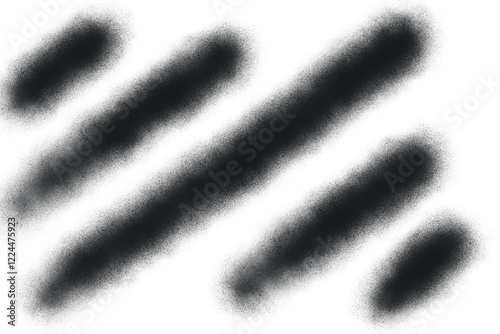 Black splash marks in the shape of straight lines of different lengths isolated on white background
