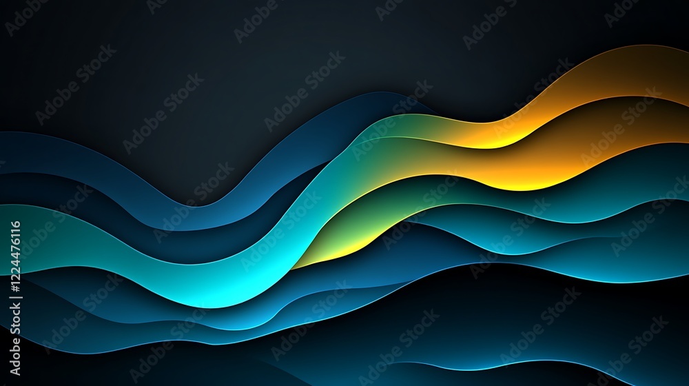 Obraz premium Abstract Blue Yellow Wave Pattern Design