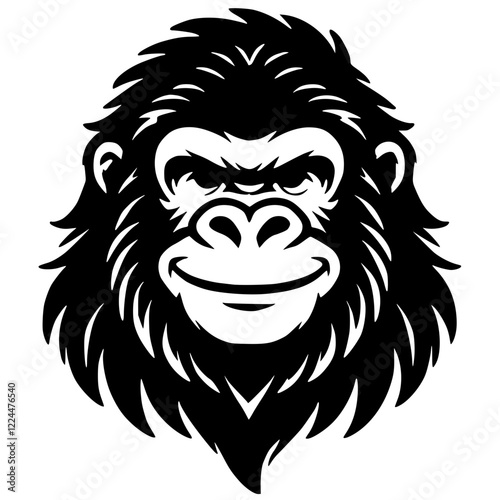 Silhouette portrait of a cheerful gorilla