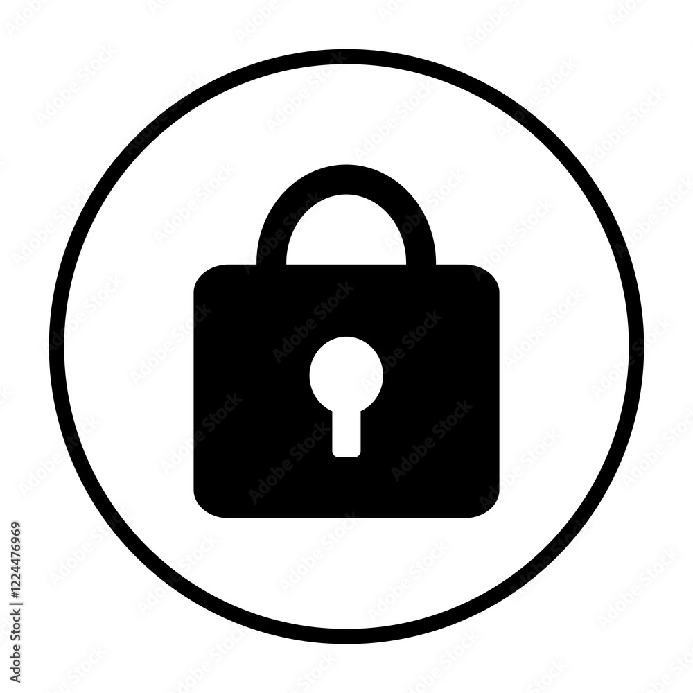 Sicherheit Icon in schwarzem Kreis - Schloss Symbol Sicherheit Icon in schwarzem Kreis - Schloss Symbol