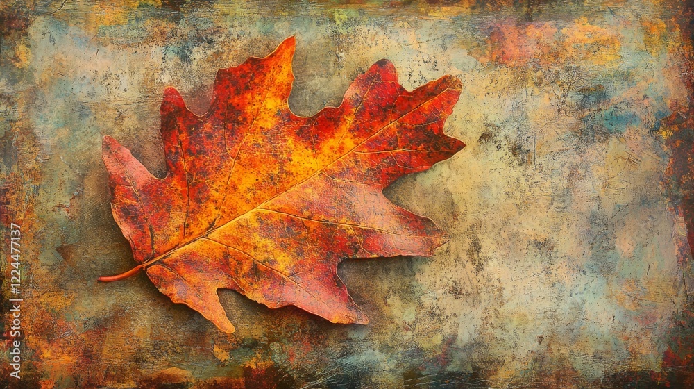 58.A weathered oak tree leaf in vibrant fall colors, set against a blurred natural background, emphasizing its unique textures and the beauty of seasonal change. 58.A weathered oak tree leaf in vibrant fall colors, set against a blurred natural background, emphasizing its unique textures and the beauty of seasonal change.