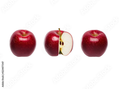 Isolated Three red apples fruits