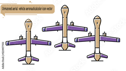 Unmanned aerial  vehicle aeronautical color icon vector