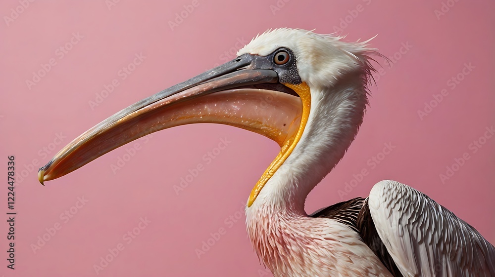 A shiny Heron set against a pink background. A shiny Heron set against a pink background.