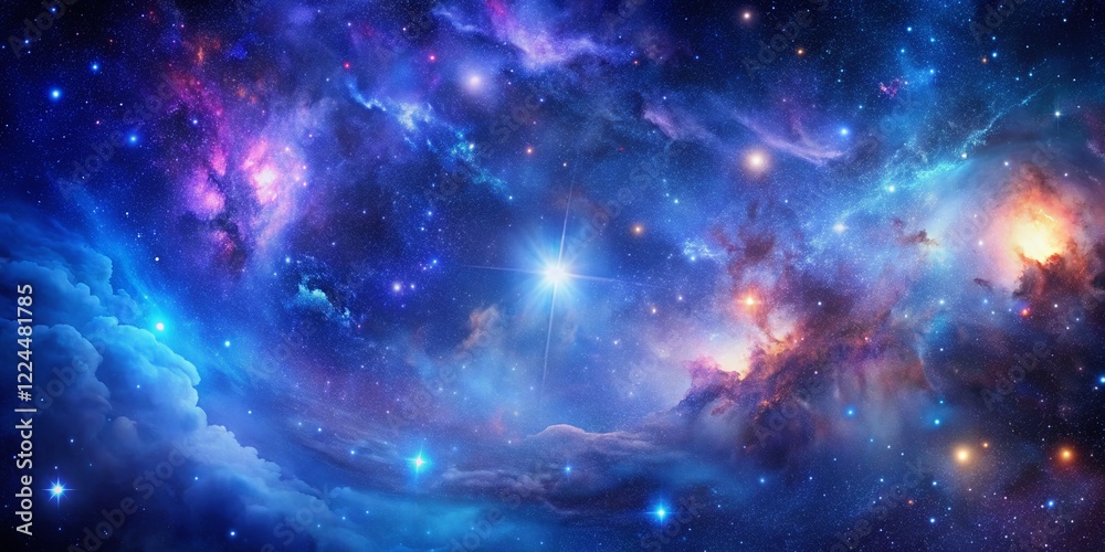 Fototapeta premium Celestial Night Sky: Starry Galaxy Pattern, Cosmic Dust and Nebulae