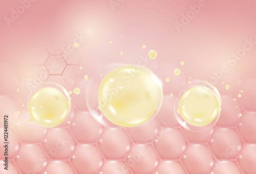 Oil serum drop on skin layer to revitalize wrinkle and regain glow to skin. skin care product and face treatment concept.