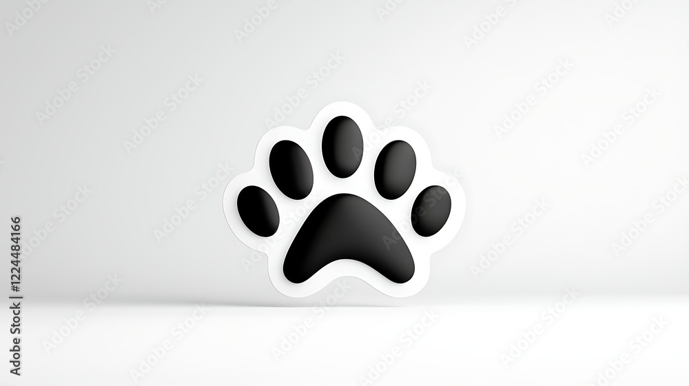 Black Paw Print on White Background A Simple Animal Icon Black Paw Print on White Background A Simple Animal Icon