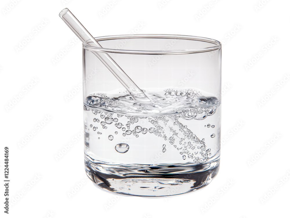 Isolated Glass of Water with Straw Isolated Glass of Water with Straw