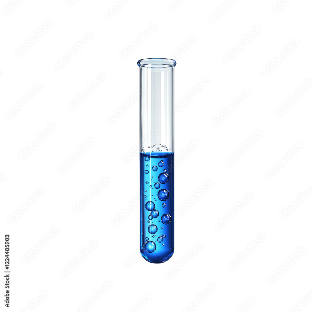 Test Tube with Blue Liquid and Bubbles - Science Experiment Test Tube with Blue Liquid and Bubbles - Science Experiment