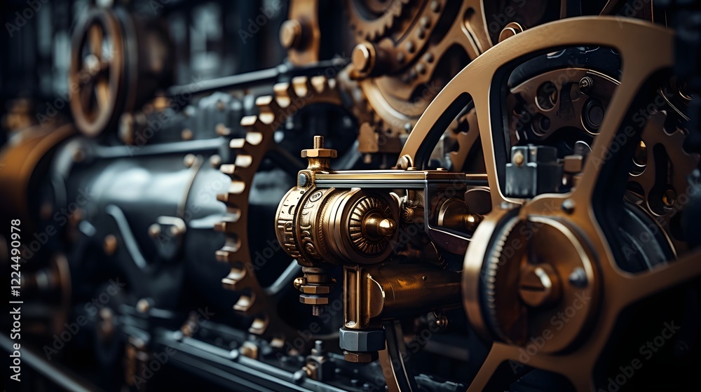 Detailed view of the exposed gears and inner components of a vintage steam engine showcasing the intricate mechanics and engineering of this historic mode of transportation Detailed view of the exposed gears and inner components of a vintage steam engine showcasing the intricate mechanics and engineering of this historic mode of transportation