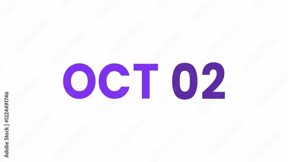 2nd October calendar icon animation. Alpha matte with transparent background 4K resolution. 2nd October calendar icon animation. Alpha matte with transparent background 4K resolution.