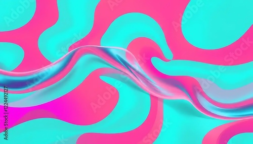 Abstract Pink And Turquoise Wave Design