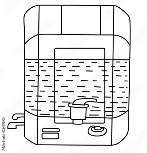 Cute cartoon hand drawn vector water purifier outline.