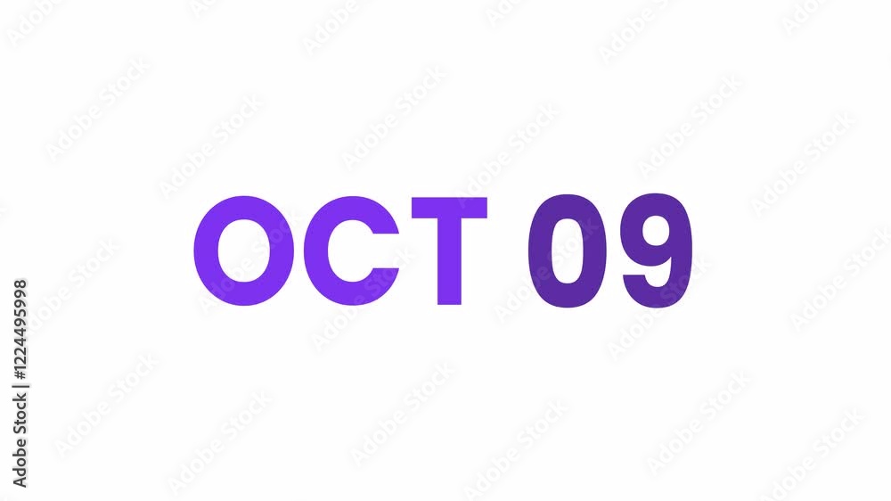 9th October calendar icon animation. Alpha matte with transparent background 4K resolution. 9th October calendar icon animation. Alpha matte with transparent background 4K resolution.