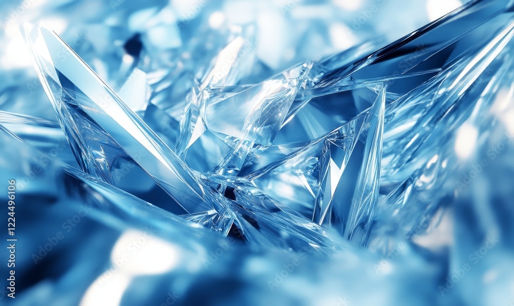 Abstract blue prisms, geometric design, 3d render, Generative AI Abstract blue prisms, geometric design, 3d render, Generative AI