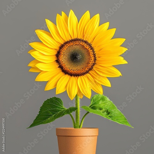 A high-definition image of a sunflower in full bloom with vibrant yellow petals. High Quality