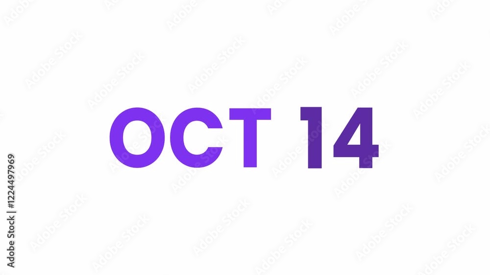 14th October calendar icon animation. Alpha matte with transparent background 4K resolution. 14th October calendar icon animation. Alpha matte with transparent background 4K resolution.